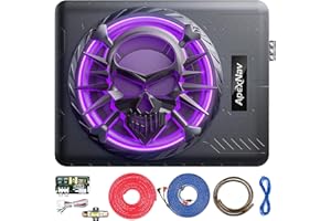 ApexNav 10" 1200W Slim Under Seat Powered Car Subwoofer, Car/Truck Audio Sub Box Built in Amplifier Package,with LED Ambient 
