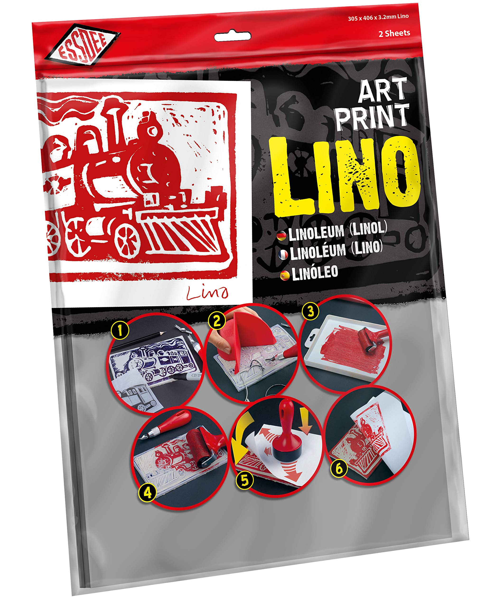 ESSDEE 3.2/L5 Lino Printing Block 400x300x3.2mm Pk2, Linoleum, Grey, 406 x 305