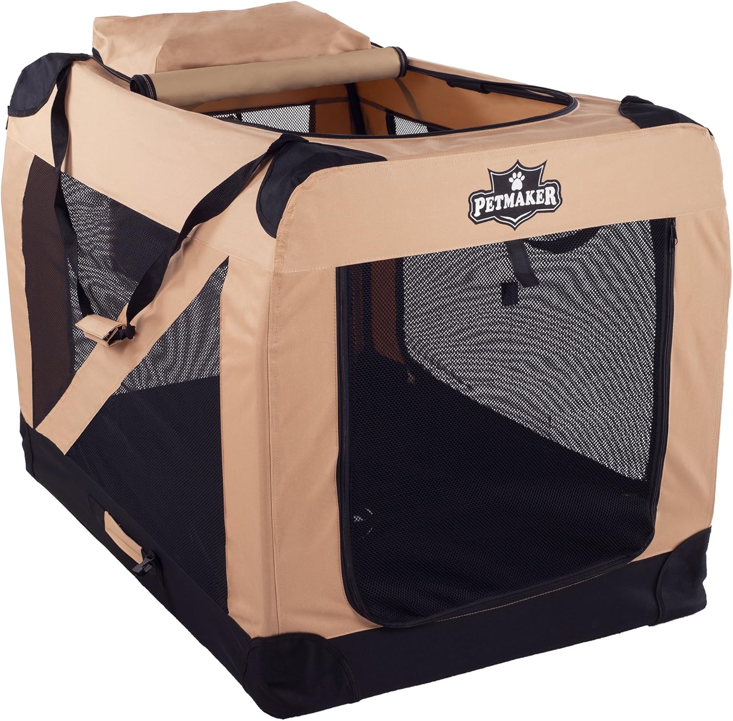 PETMAKER Portable Soft Sided Pet Crate, 42" x 28", Khaki Amazon.co.uk