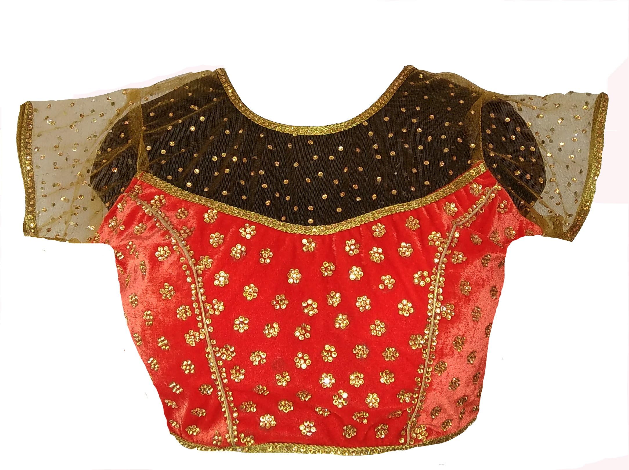 Saptashri Amazing VELVET & net Padded Blouse designed for women. in