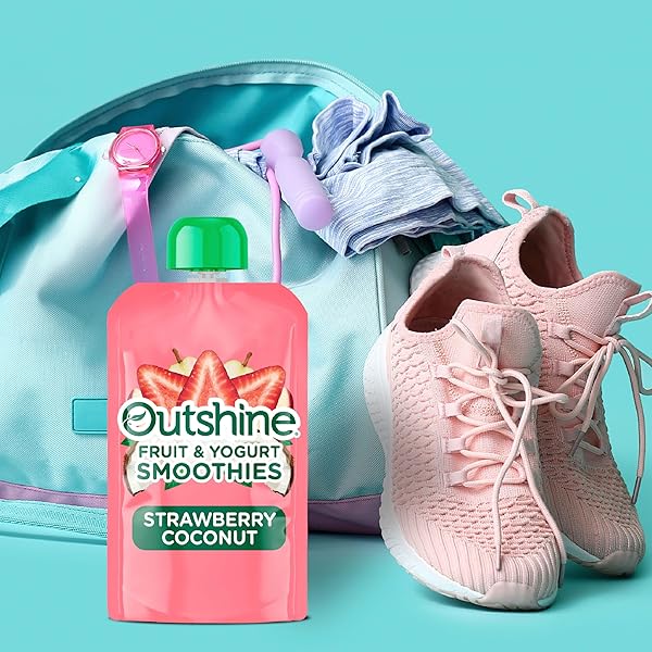 OUTSHINE FRUIT & YOGURT SMOOTHIE POUCHES, STRAWBERRY COCONUT, 3.5 OZ, PACK OF 4