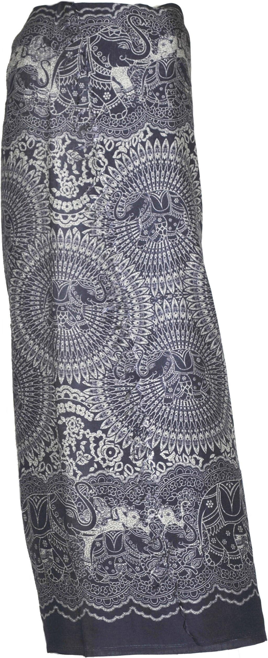 Happy Hawaiian Hut Womens Sarong Wrap Cover Up Pareo Beachwear Elephants Tassles