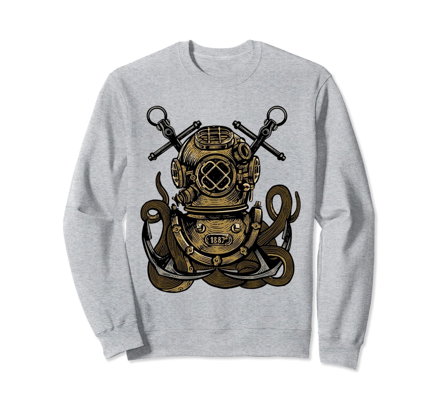 Vintage Deep Sea Diver Helmet Kraken Tentacles Sweatshirt