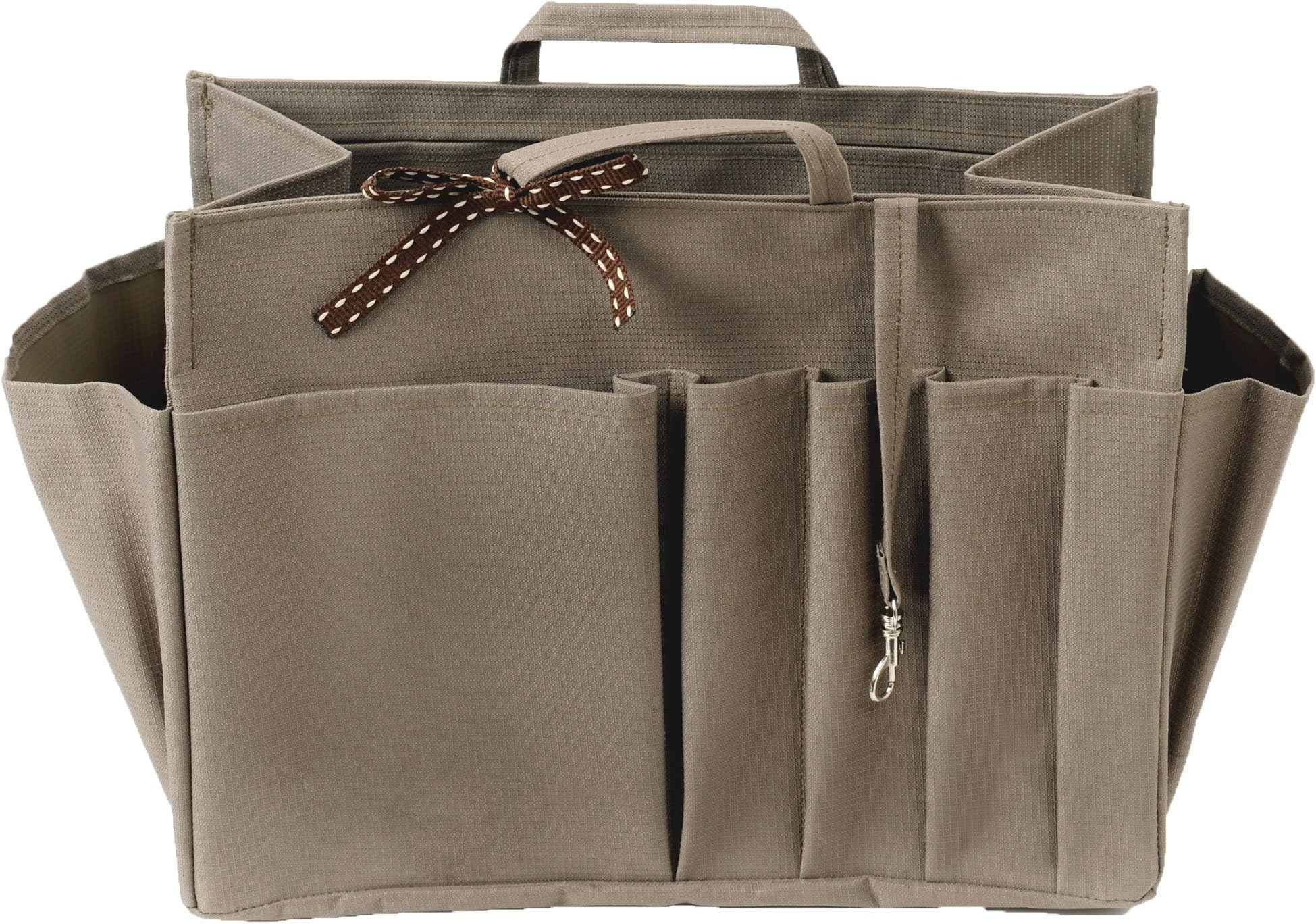 Insert Purse Bag Organizer Handbag - Handbag Organiser - L Light Brown - Width 9.4"(24cm) x Height 6.7"(17cm) x Depth 4.3"(11cm)