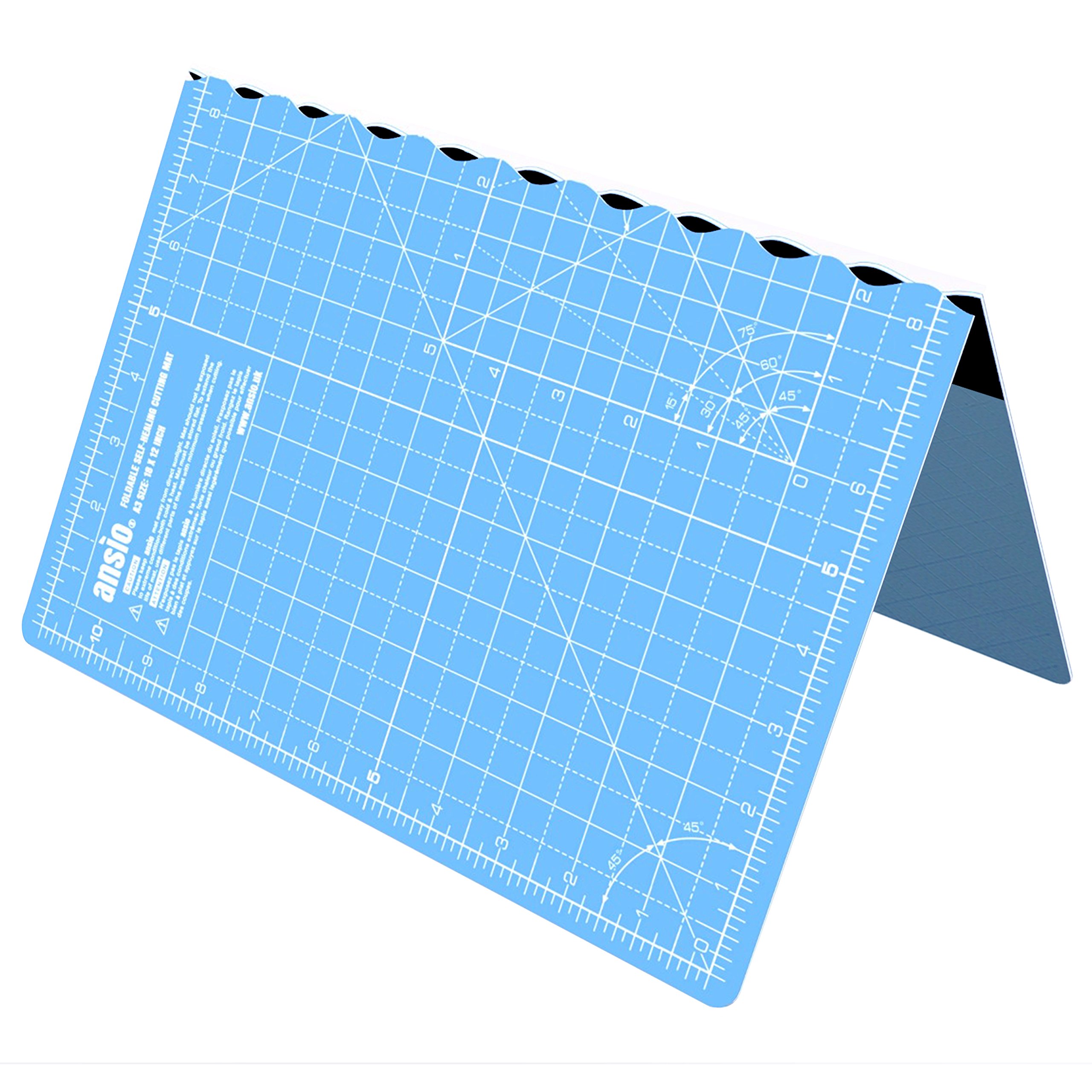 ANSIO Craft Cutting mat A3 Self Healing Foldable Cutting Mat - Quilting, Sewing, Scrapbooking, Fabric & Papercraft - Imperial 17 Inch x 11 Inch -Sky Blue