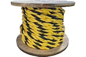 GENERAL WORK PRODUCTS GWP GWP 1" x 200' 3 Strand Tiger (Yellow & Black) Polypropylene Rope (12,825 lbs. Tensile Strength) Various Sizes in Listing