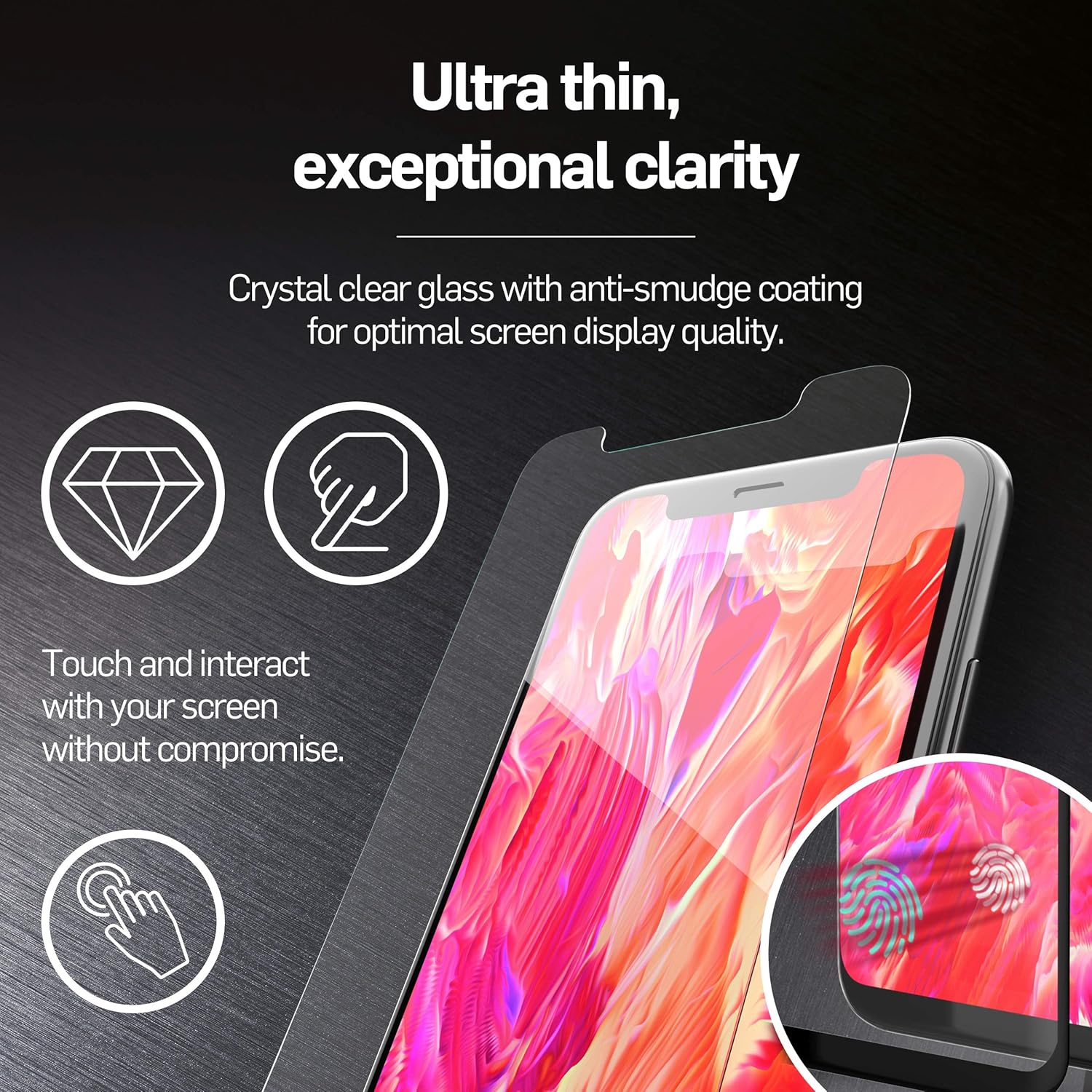 Thor Premium Case Fit Tempered Glass Screen Protector and Applicator Compatible with iPhone XS Max - Clear