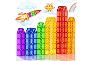 SYSKENI Magnetic Tiles Toys for 3 4 5 6 7 8 Year Old Boy Girls Kids Beginner Set,Magnetic Building Blocks Learning Toys for Toddlers Age 2-4 3-5 4-5 5-6 6-8 Birthday Christmas Ideas (20PCS Colourful)