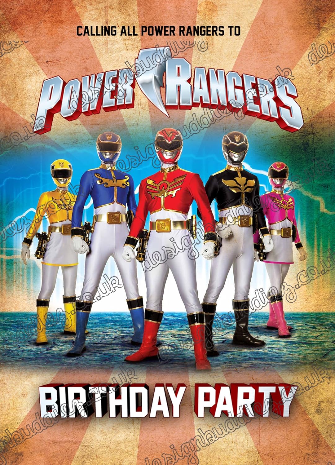 Bigliettini Di Invito A Festa Di Compleanno Con Motivo Power