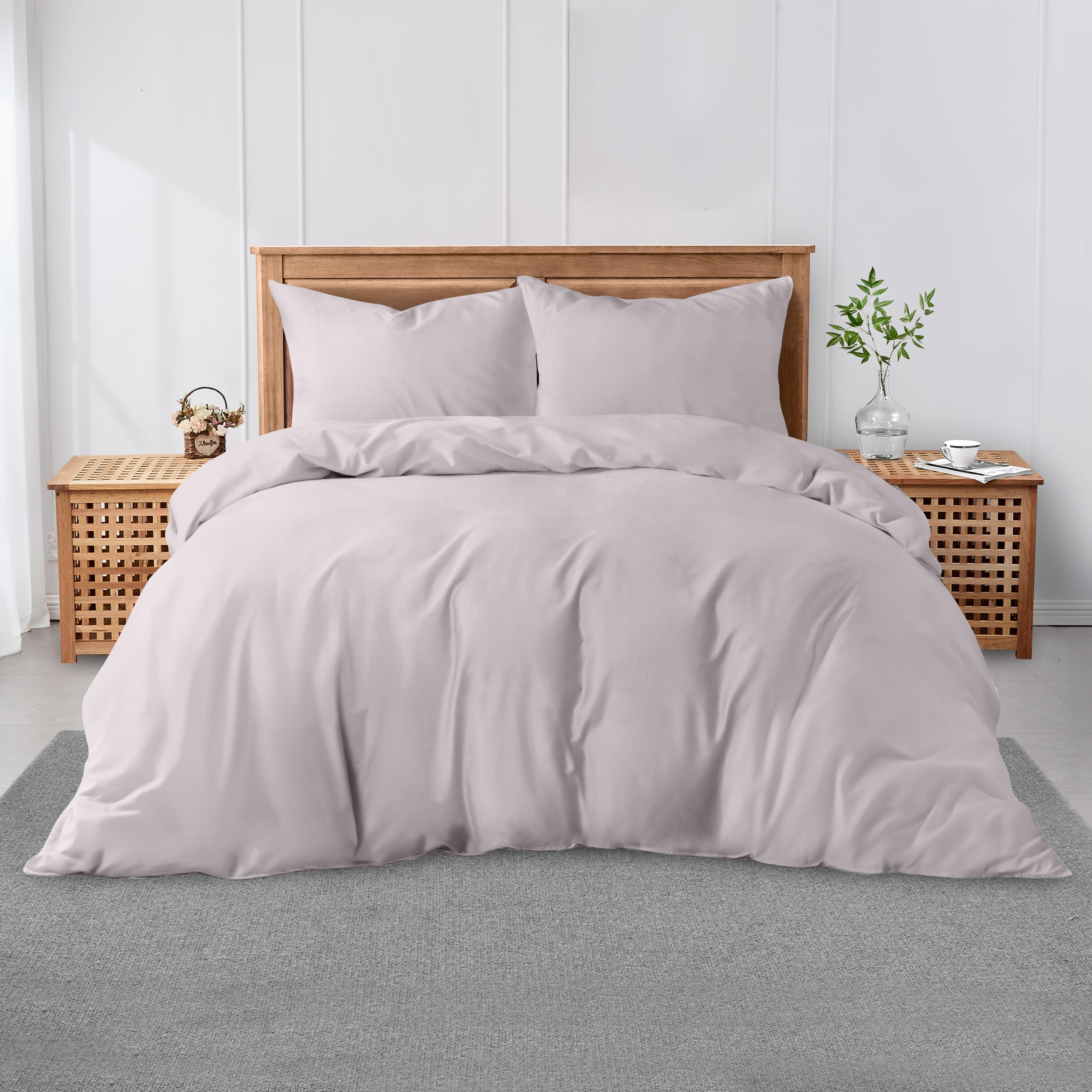 GC GAVENO CAVAILIA Plain Dyed King Size Duvet Cover – Super Soft Breathable Polycotton Bedding Set, Easy-Care Washable Quilt & Comforter Cover - Grey
