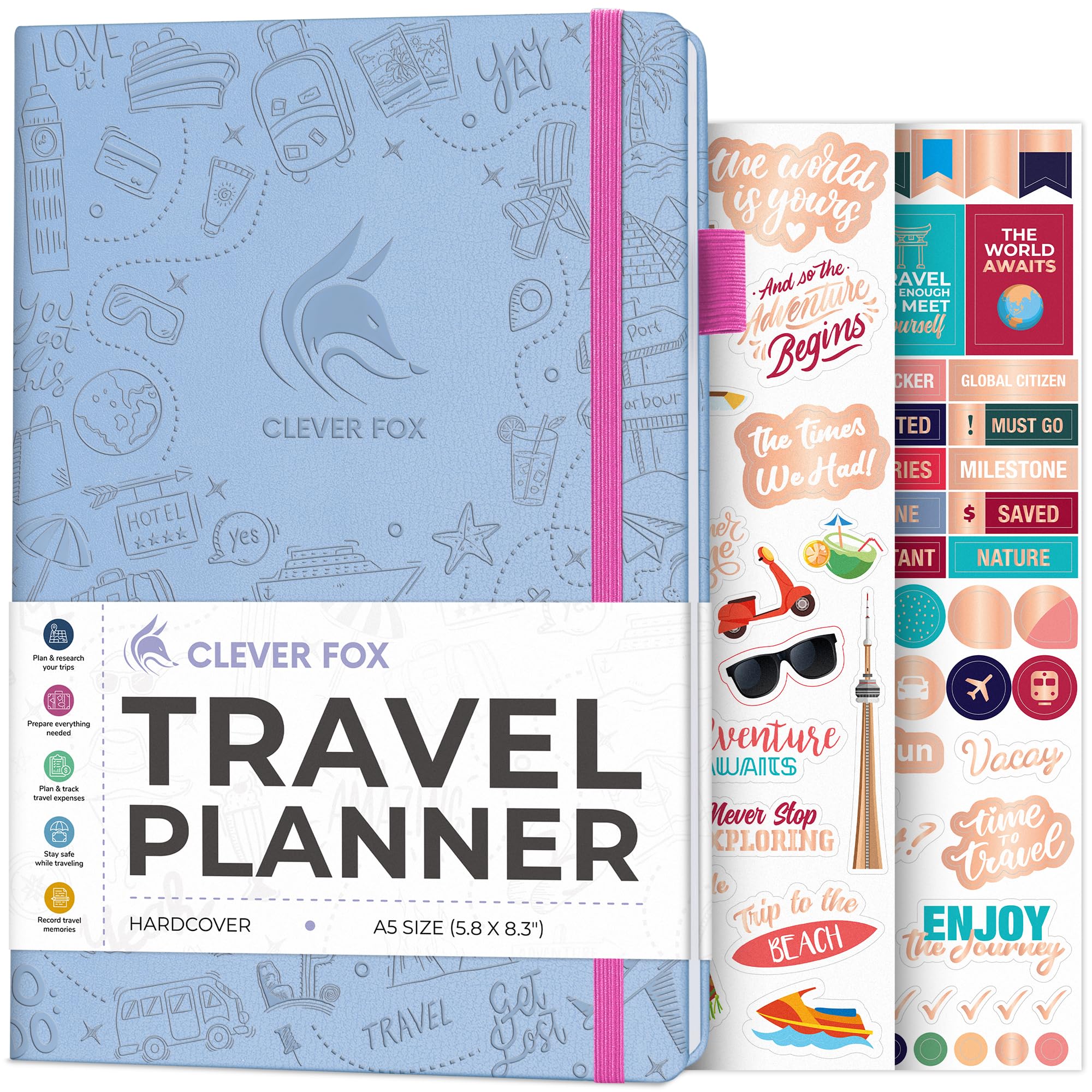 Clever Fox Travel Journal – Vacation Planner with Budget Plan, Packing List, Expense Tracker & Trip Journal – Travelling Itinerary Organizer for Women, Men & Couples – A5 Size, Periwinkle — image 1