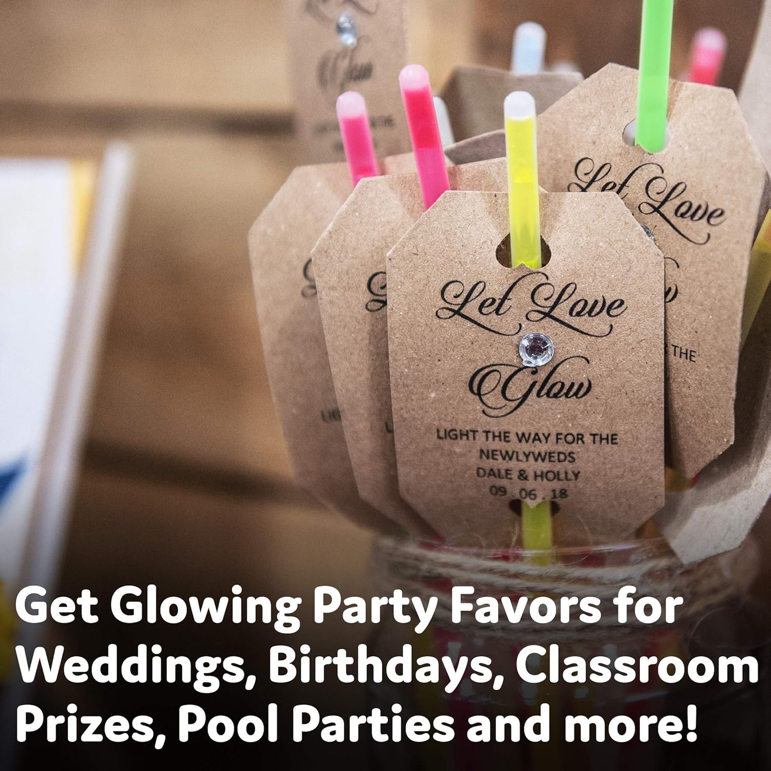 PartySticks Glow Sticks Bulk Party Favors 100pk with Connectors - 8 Inch Glow in the Dark Party Supplies, Neon Party Glow Necklaces and Glow Bracelets: Toys & Games