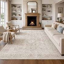 Fmfunctex 8x10 Washable Beige Neutral Vintage Large Living Room