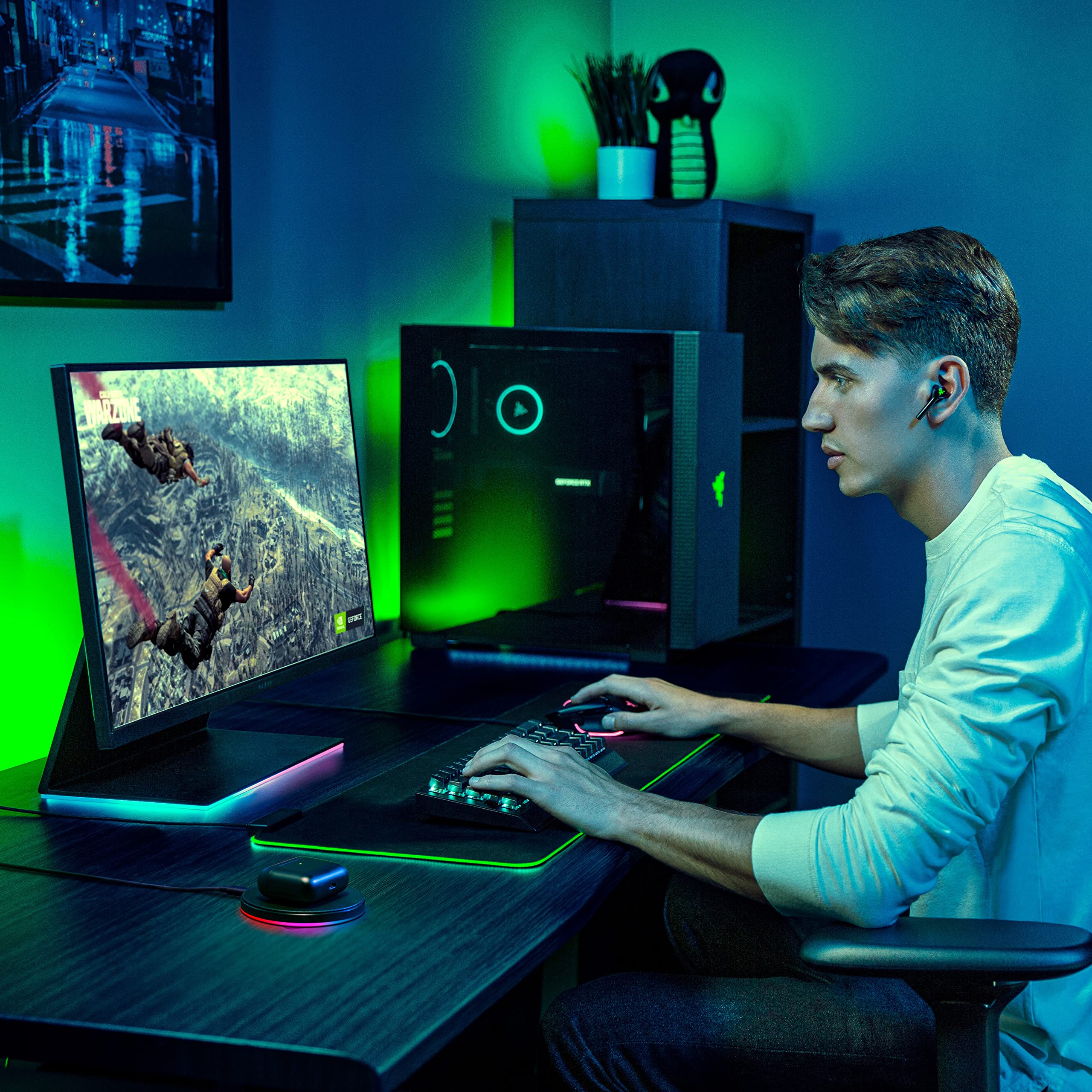 NEW Razer Hammerhead Pro HyperSpeed Wireless Gaming Earbuds for PC, PlayStation, Switch, Mobile: Adjustable ANC - Fast Wireless Charging Case - 30 Hr Battery - Bluetooth 5.3 - Chroma RGB - Black