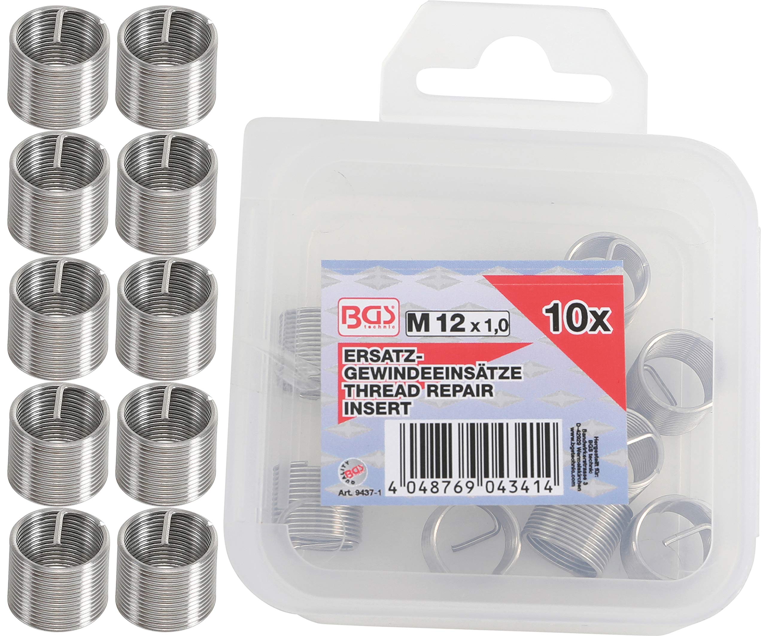 BGS 9437-1 | Replacement Thread Inserts | M12 x 1.0 mm | 10 pcs. — image 1