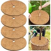 Legigo 4 Pack Coconut Fiber Mulch Ring Tree Plant Protector Mat, 30 Inch | Natural Coco Coir Tree Mulch Ring Plant Pot Soil Cover for Indoor Outdoor Plants, Landscaping, Moisture &amp; Weed Control
