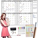 Large Dry Erase Wall Calendar - 36" x 52" Undated 4-Month Planner for Home, Office, School - Reusable Jumbo Laminated Task Or