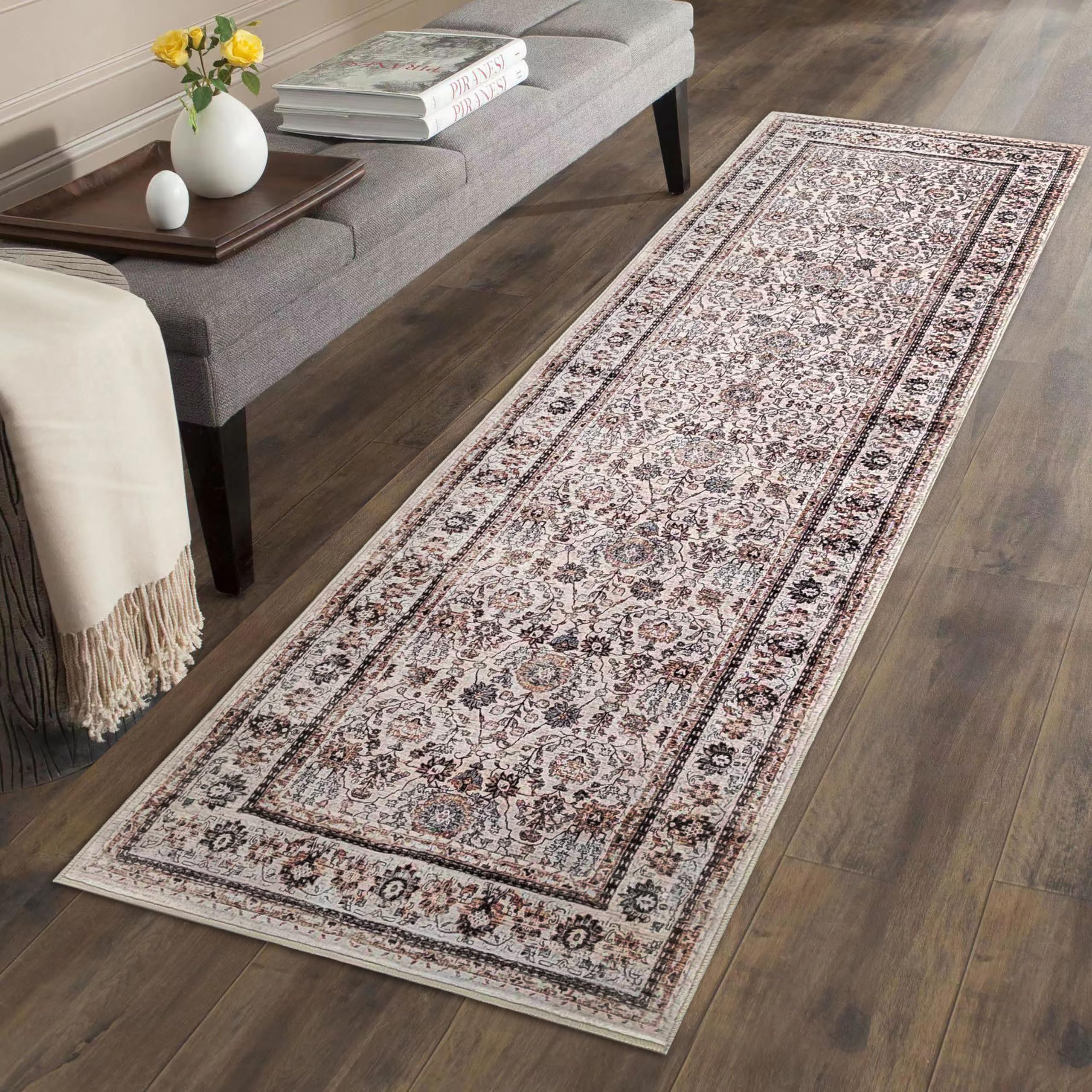 ARTWEAVER Washable 2x6-Hallway Runner Rug Kitchen Runner Rug and Mat-Non Slip Carpet Runner for Laundry Room Entryway Indoor (Beige, 2'x6')