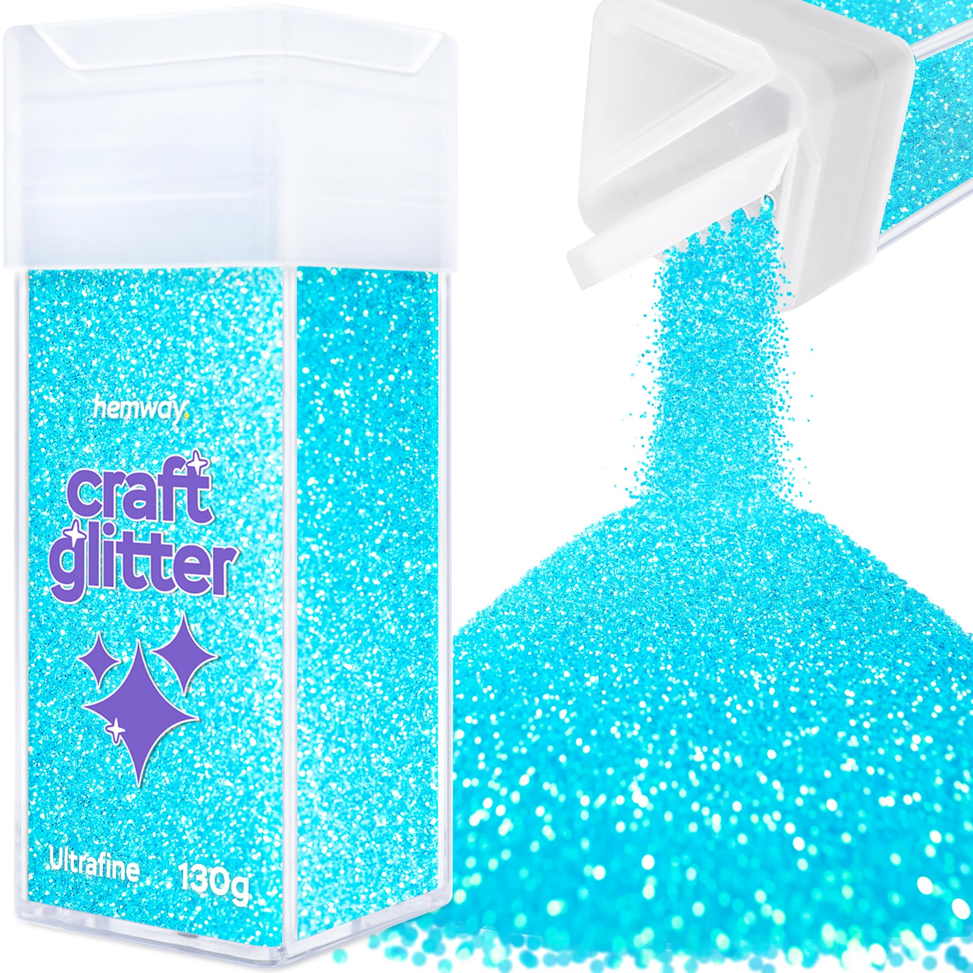 Hemway Glitter Shaker Baby Blue Iridescent 110g Ultrafine, Craft Glitter Shaker for Resin & Epoxy Crafts, Christmas Art Supplies, Nail, Body, Face, Eye, Festival, Crafting, Slime, Sparkle