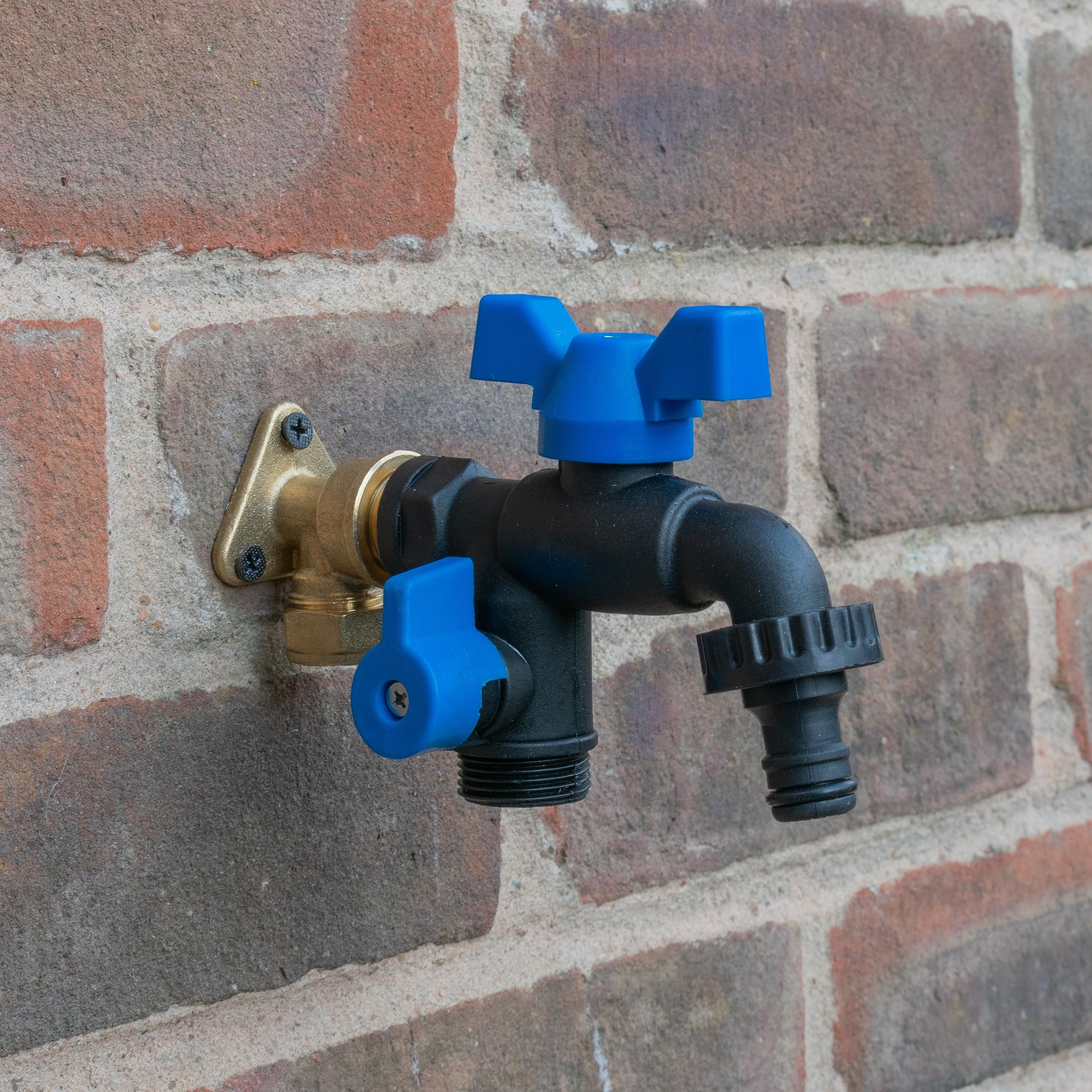 Double Outlet Ultra Tough Nylon Garden tap,Butterfly Handle,1/2" bsp Inlet Thread(tap only)