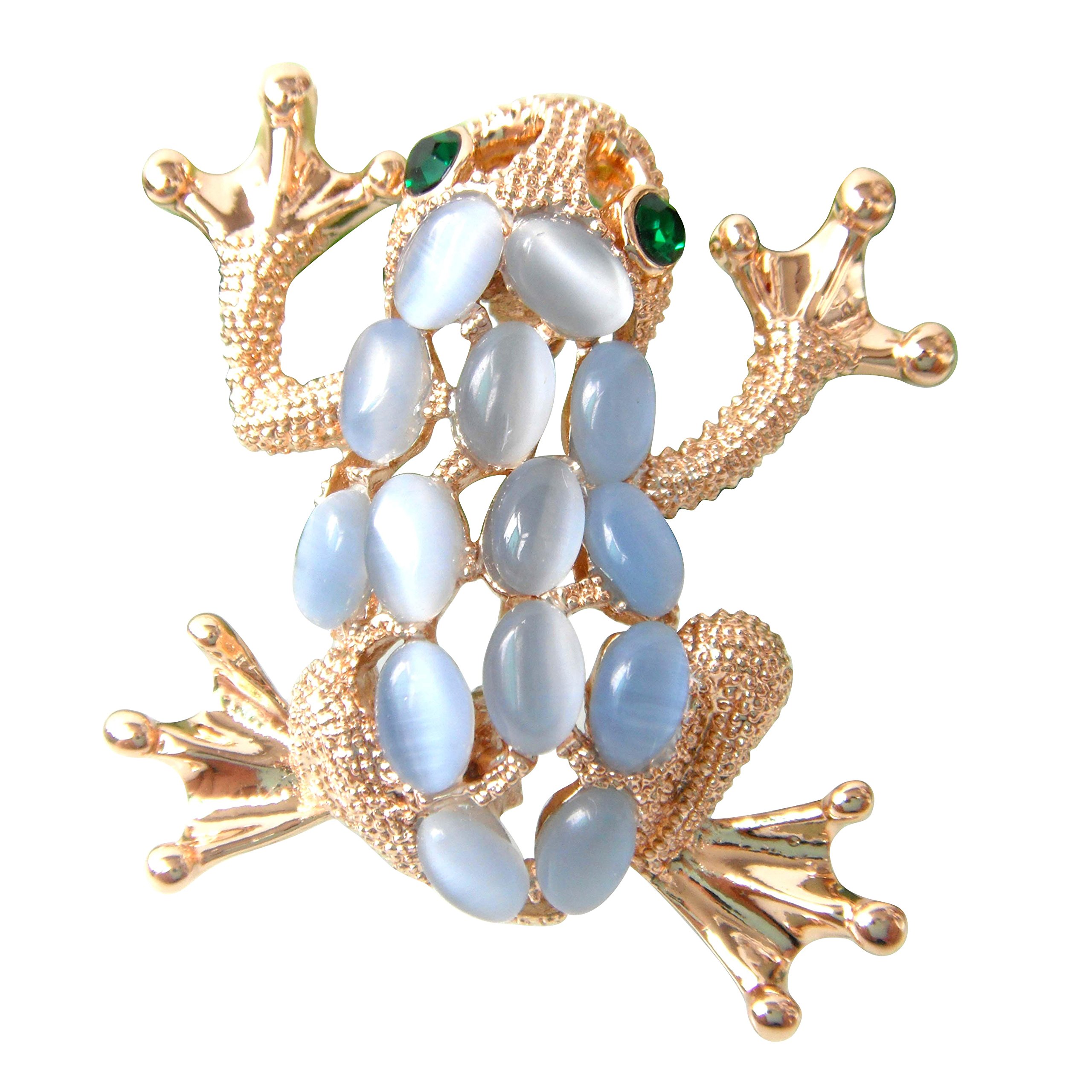 Navachi 18k Gold Plated Crystal Blue Opal Az8009b Frog Brooch pins