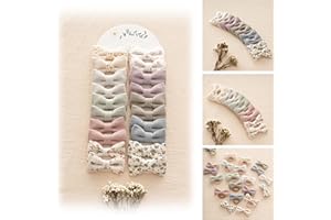 FANCY CLOUDS Baby Toddler Little Girls Hair Ties with 2" Linen Bows, 20 pcs No Damage Elastic Nylon Ponytail Holders Scrunchies for girls, Small Hair Accessories for Kids Thick or Thin Hair