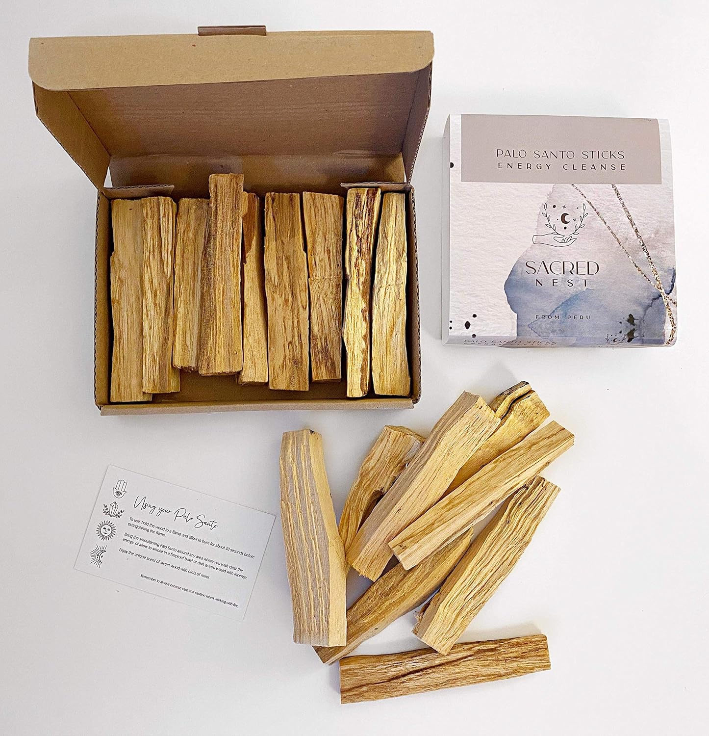 Sacred Nest Extra Premium Palo Santo Smudging Sticks, 100g - Energy Cleanse