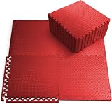 KAYMAN Gym Floor Nonslip Interlocking EVA Mats 60x60cm Red 4 Pack 15.5 sq ft