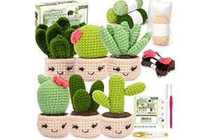 KARSSPOR Karspor Crochet Beginner Kit, Beginner Crochet Starter Kit for Adult, Crochets Set- 6 PCS Crocheting Succulents, Step-by-Step Instructions & Video Tutorials, Learn to Knitting Kits for Adults Beginner