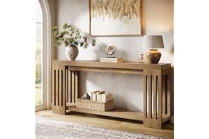 Tribesigns 70.9-Inch Extra Long Entryway Table, Farmhouse Sofa Console Table with Vertical Stripe Legs, 2-Tier Entry Furnitur