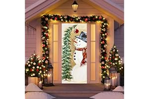 CYNOSA Christmas Decorations Snowman Door Cover Christmas Tree Snowman Door Decorations Welcome Door Decor for Xmas Winter Party Outdoor Indoor Home Decor