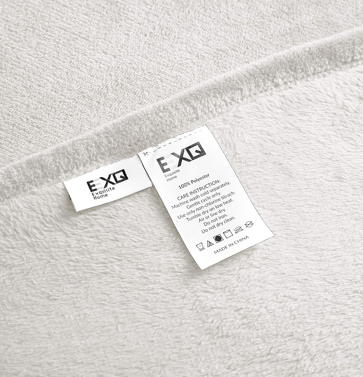 EXQ Home Fleece Blanket Queen Size White Throw Blanket for Bed or Couch - Microfiber Fuzzy Flannel Blanket for Adults or Kids: Home & Kitchen