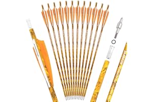 ZSHJGJR 6/12pcs Crossbow Bolts 16 17 18 20 22 Inch Archery Carbon Crossbow Arrows Camo Shaft with 125 Grain Removable Tips fo