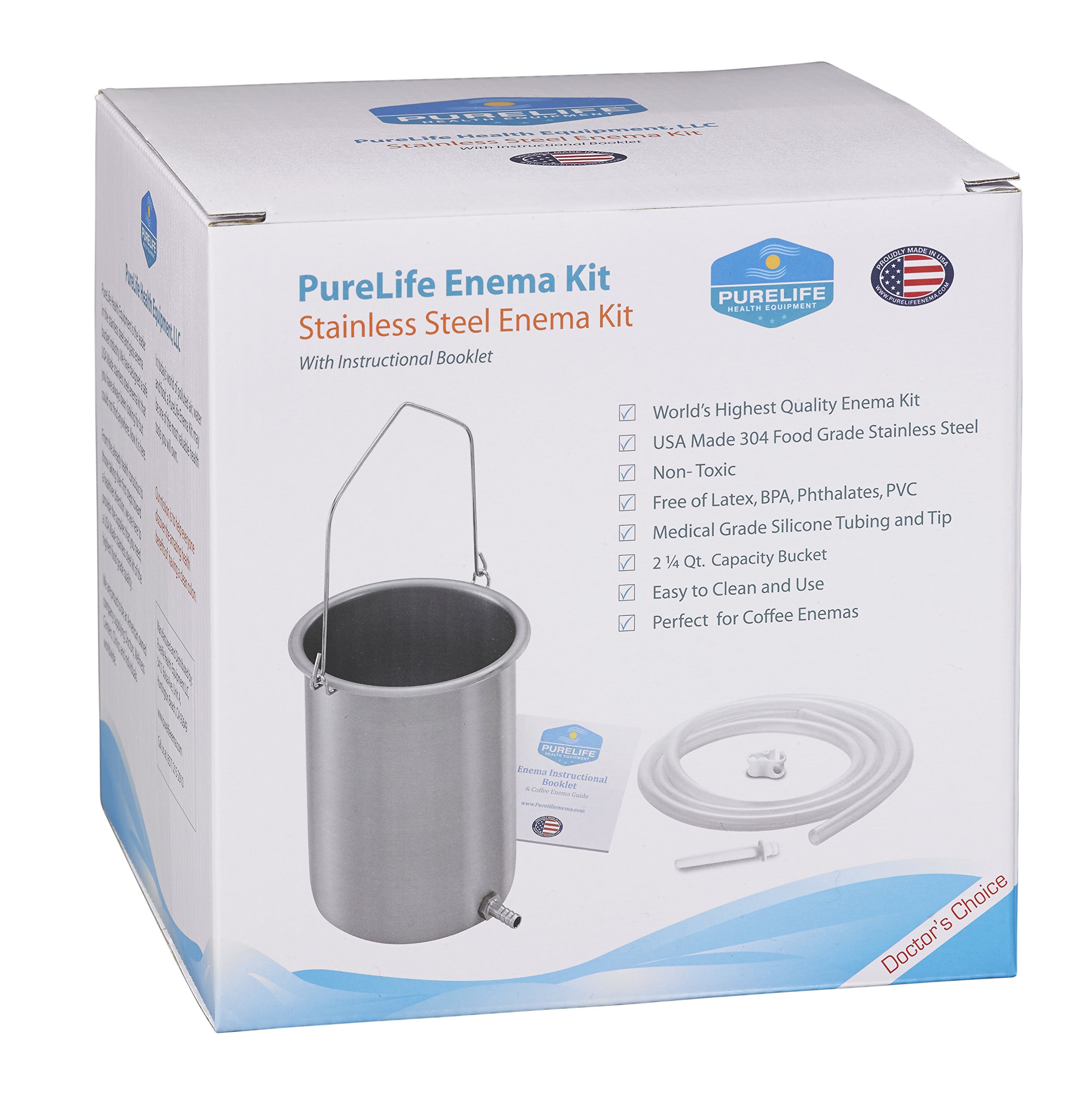 PureLife Coffee Enema Kit/Made in USA/ 304 Food Grade Stainless Steel