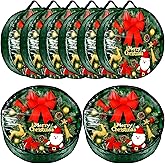 Dunzy 8 Pieces Wreath Container Christmas Wreath Storage Bag Garland Tear Resistant Fabric Round Boxes with Clear Window for Storage for Xmas Holiday Ornament(24×24×7.8 Inch,Green)