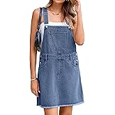 Glamaker Womens Denim Overalls Dress - Casual Summer Loose Romper Sleeveless Adjustable Straps Jumper Jean Mini Dresses 2025