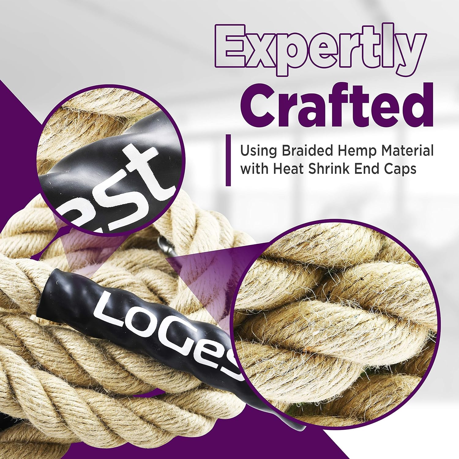 Logest Climbing Rope - Indoor and Outdoor Workout Rope Perfect for Homes Gym Obstacle Courses Crossfit Rope for Strength and Fitness Training 1.5” Diameter 6 Lengths Available: 10 15 20 25 30 50 Feet : Sports & Outdoors
