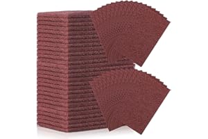 Dansib 30 Pcs General Purpose Scuff Pads 6 X 9 Inch Red Abrasive Hand Sanding Non-Woven Aluminum Oxide Abrasive Pads Set for Surface Preparation Scuffing Scouring Blending Cleaning