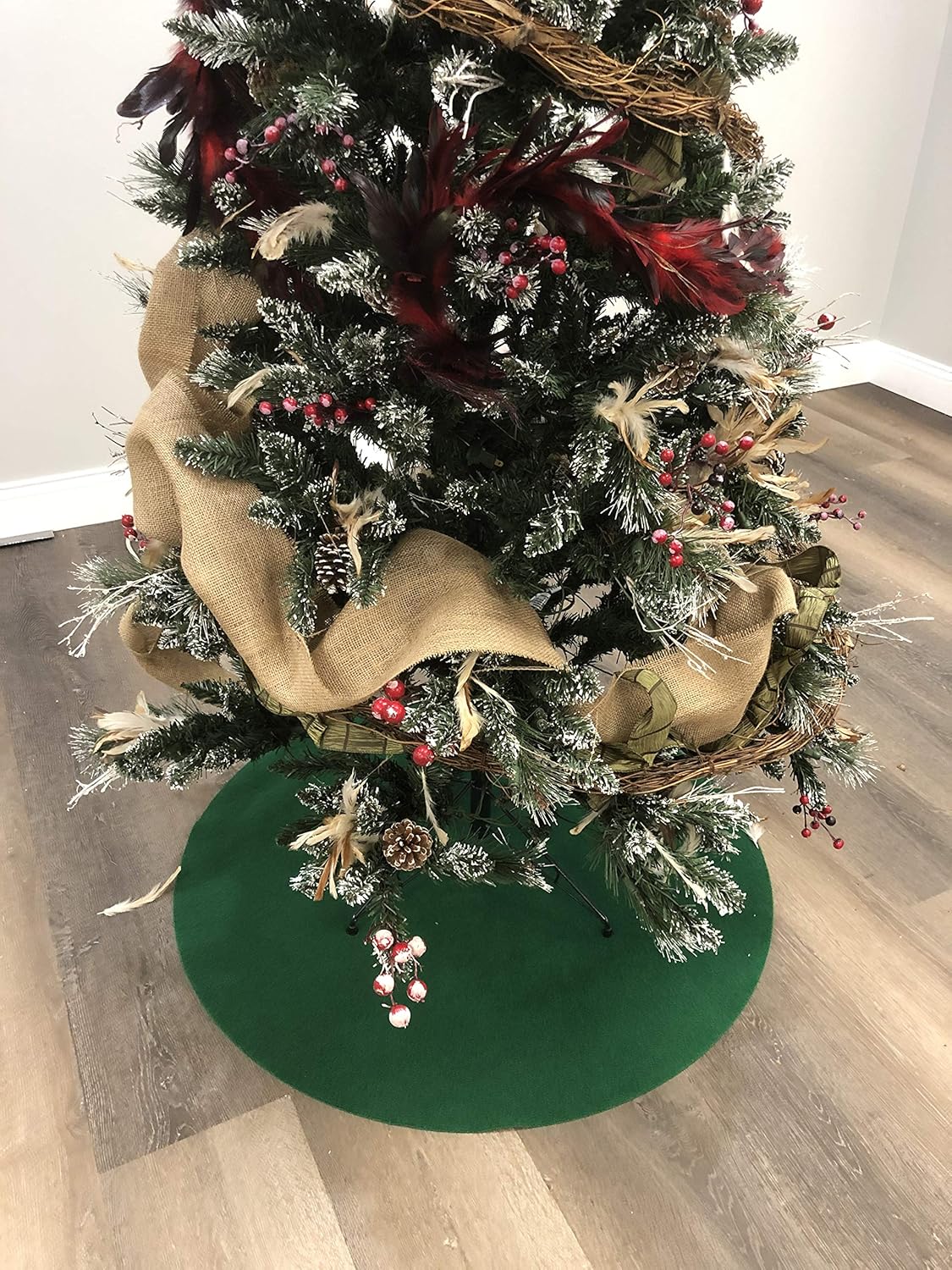 Tree Trays & Mats - 36 inches Eco-Friendly Round Christmas Tree Stand Mat (One Side Green, Vinyl Backing)