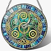 8-Inch Celtic Knot Stained Glass Suncatcher & Ornament – Stained Glass Window Hanging & Decor, Sun Catchers for Windows Indoor, Gift for Women, Gift for Christmas, Housewarming Gifts, Irish Gifts