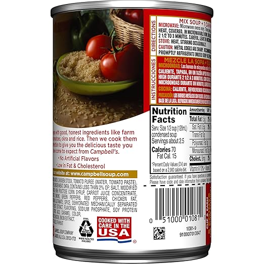 Campbells Condensed Chicken Gumbo Soup, 10.5 oz. Can