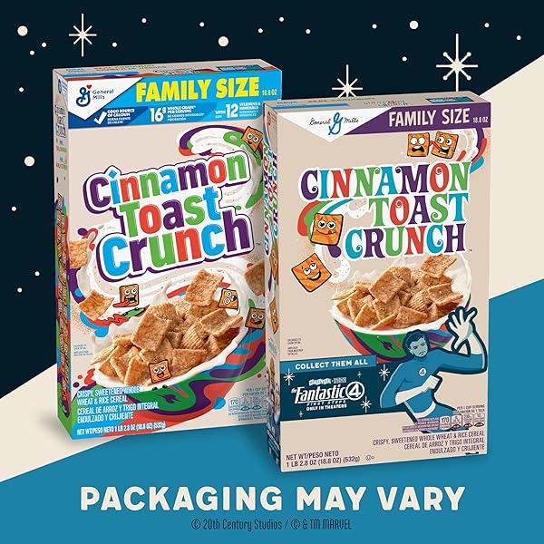CINNAMON TOAST CRUNCH BREAKFAST CEREAL, CRISPY CINNAMON CEREAL, 12 OZ
