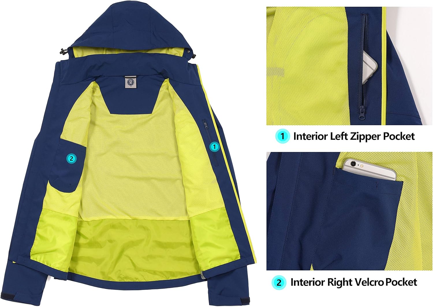 Little Donkey Andy Men's Waterproof Rain Jacket Breathable Stretch Windbreaker Outdoor Rain Coat & Detachable Hood: Clothing
