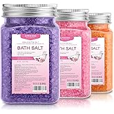 XIWEIOO Bath Salt 3 Pack Kit Himalayan Pink Salt Foot Soak Lavender Orange Rose Scent Tea Tree Oil Epsom Salt Bubble Bath for Women Dead Sea Salt Moisturizing Skin Softens Calluses Mom Bath Sea Salt