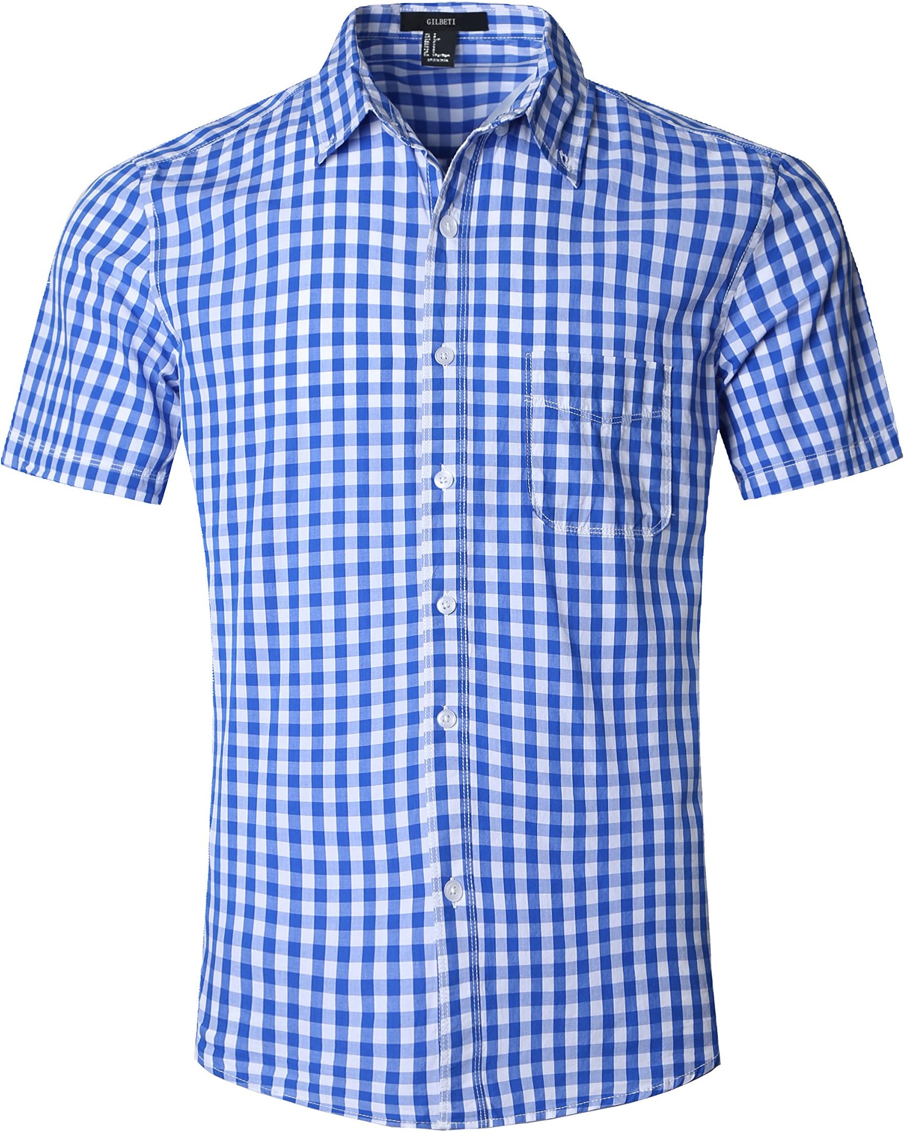 GILBETI Men's Slim Fit Solid Dress Shirts Button Down Cotton Short Sleeve Shirt Beige