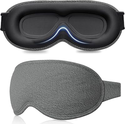 Gritin 100% Blackout Sleep Mask Grey - Zero Pressure Ergonomic 3D Cutout