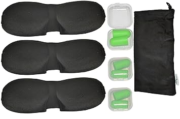 Amazon.com: Flash Venta. okwu Comfort 3 Dormir máscara, 3 Tapones contorneado con carcasa y un Funda de transporte. Payless Get más. (Negro): Beauty