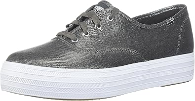 keds triple kick metallic linen silver