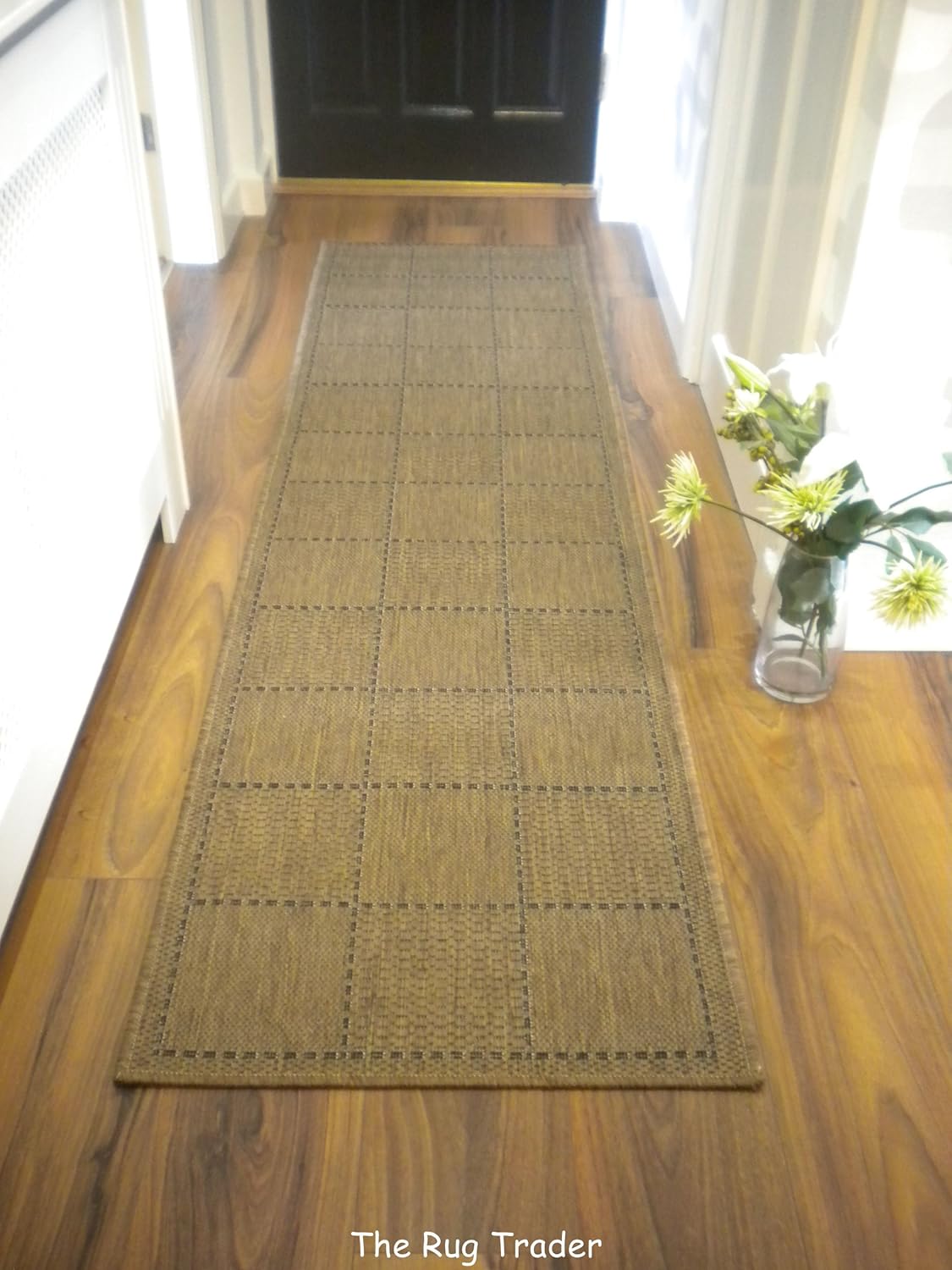 Checked Flatweave Hall Runner Natural 60cm x 230cm Amazon.co.uk