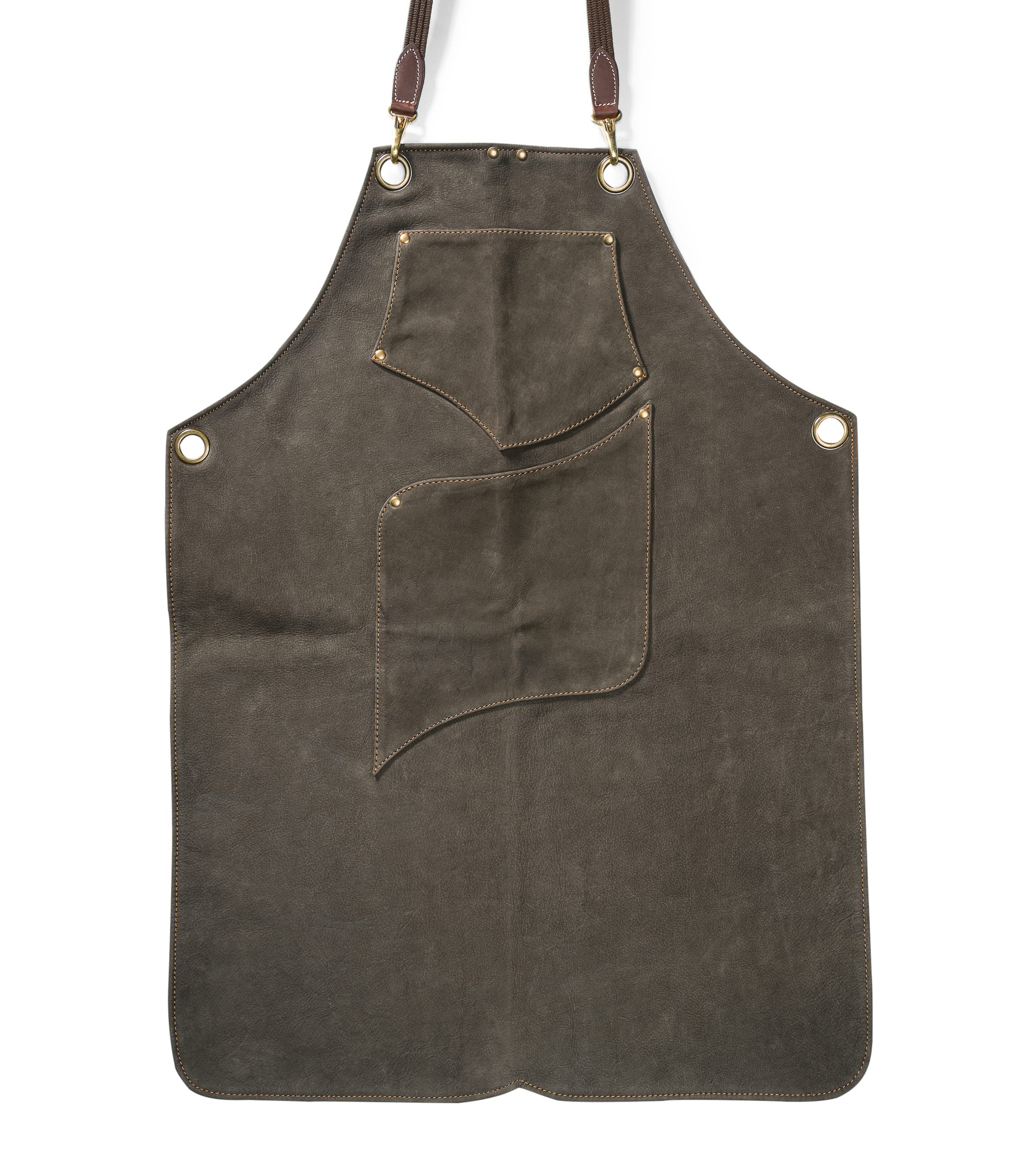 Angus Stoke Premium Leather Apron - Full Leather BBQ Apron - One-Cut Vintage Leather Apron - BBQ & Kitchen - Archie, dark green, XXL-3XL